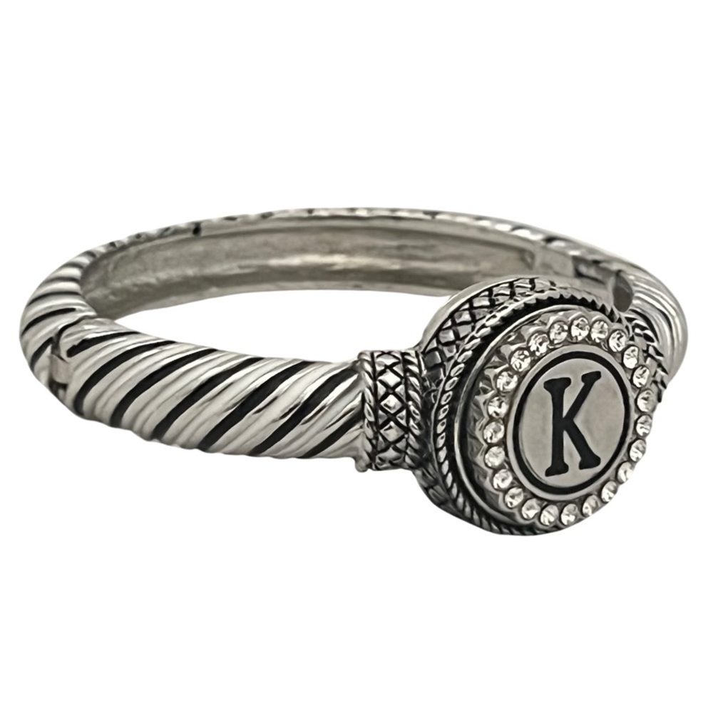 Silver Snap Initial K Crystal Interchangeable Cha… - image 2